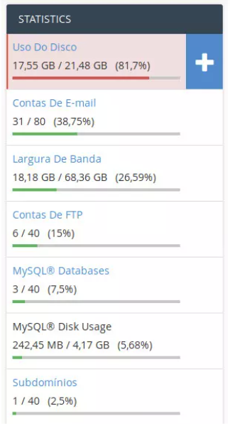 Informações no cPanel

